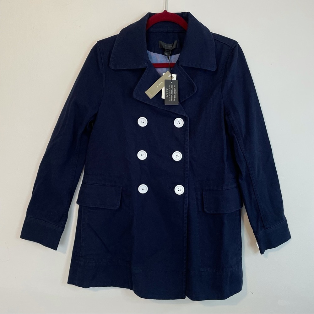 NWT J. Crew Peacoat Heavyweight Cotton Twill Navy Blue Sz 4